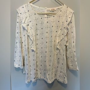 Fat Face Floral Print Ruffle Top